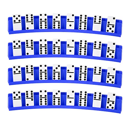(Set of 4) Playing Card Holder for Kids Seniors, Domino Holder, Plastic Hands Free Cards Holders for Canasta, Poker Parties, Dominoes (Blue) - color: Blue