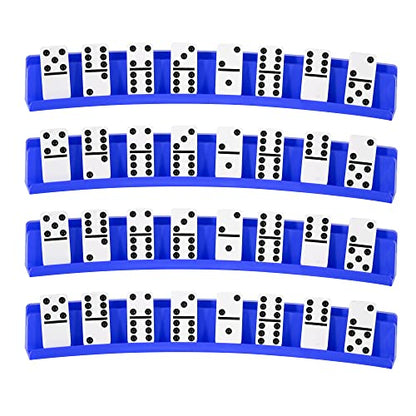 (Set of 4) Playing Card Holder for Kids Seniors, Domino Holder, Plastic Hands Free Cards Holders for Canasta, Poker Parties, Dominoes (Blue) - color: Blue
