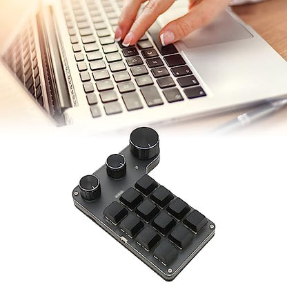 Mechanical Gaming Keyboard, One Handed Macro Mechanical Keyboard, 12 Key 3 Knob Macro Keypad, Custom Programmable Keypad with Red Switch for Game Office (Wired USB), Depisutaexnh7d3s8k-11