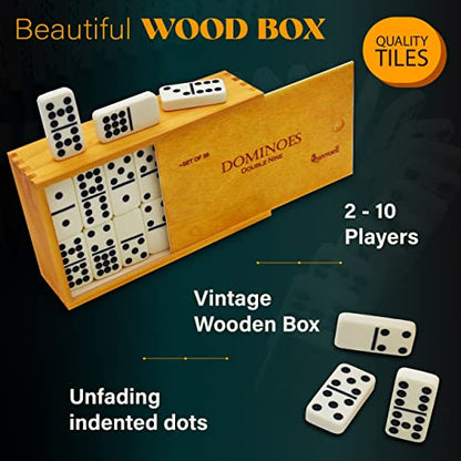 Dominos Game Double 9 - Dominos Set for Adults and Kids Ages 8 and up - Double Nine Dominoes Set, Classic Board Games - Domino Set for Family Game Nights - Double Nine Dominos Set 55 Tiles with Case - style: Double 9