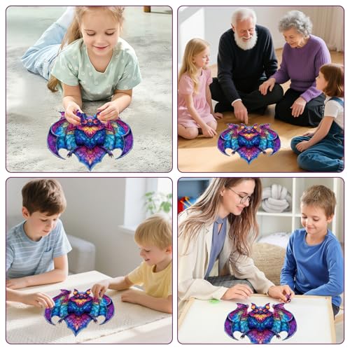 MEATRN Wooden Puzzles for Kids, Stained Glass Bat Wood Puzzles Adult, 503 Pcs - color: Bat, size: Large