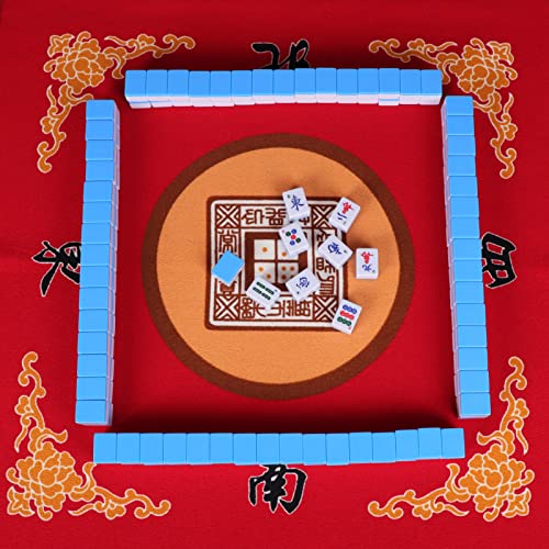 Mahjong Mat with 3 Dice, Anti Slip and Noise Reduction Table Cover for Mahjong, Poker, Card, Board & Tile Games (Red, 31.5 inches) - color: Red