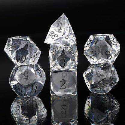Resin DND Dice Set, 7 Pieces Handmade Sharp Edge Polyhedral Dice for Role Playing Game, Dice Accessory for D&D RPG Players and Starters d4 d6 d8 d10 d12 d20 with Gift Box (White) - color: White