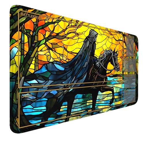 MTG MATS, 24" x 14" TCG DND Playmats Stitched Edges for Trading Card Smooth Rubber Surface Anti-Slip Mouse Pad with Storage Bag Thickened 3mm for Magic Playmat Gaming Mat - color: Black Robe, size: Playmat With Zones