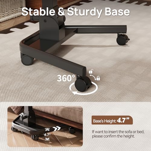 Foldable Mobile Standing Desk, Rolling Laptop Cart, Black | 29.9"-42.9" Height Adjustment, Easy to Fold, Portable Standing Desk on Wheels, Folding Desk for Compact Space - color: Black