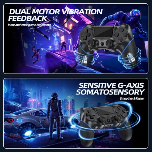 Turquvix Wireless Controller Compatible with PS-4/Pro/Slim - color: Midnight Black