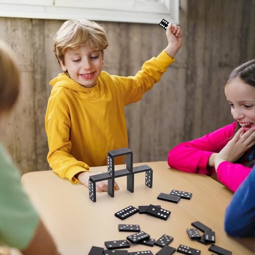 Noamus 30 Pack Mini Wooden Dominoes Set, Double 6 Dominos Game with Wood Case&Instructions, Bulk Domino Party Favor, 28 Tiles Domino Travel Box Set, Miniature Classic Board Activity for Adults