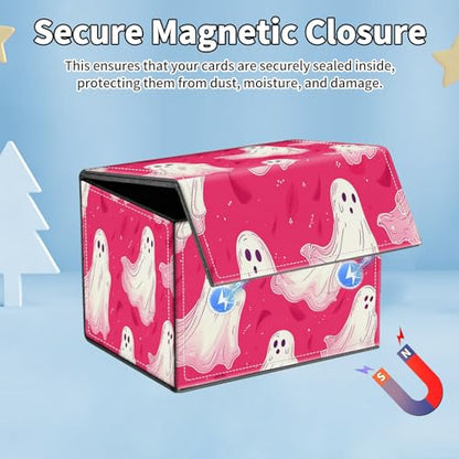 for MTG Commander Deck Box,Card Deck Box for Trading Yugioh MTG,Fits 100 Double Sleeved Cards,PU Leather Strong Magnet Case for Magic Commander TCG CCG,Cute Pink Spirit - color: Cute Pink Spirit