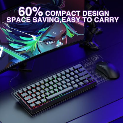 Aula WIN60 HE - 60% Mechanical Gaming Keyboard Wired, Magnetic Switch Hot Swappable, Adjustable Actuation Rapid Trigger Mode, 8000 Hz Polling Rate, RGB Small Keyboard 60 Percent Compact Design for PC - color: WIN60HE-Black Side