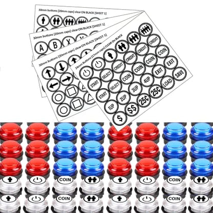 Arcade Game Button Stickers Set 24mm/30mm Die-Cut Labels Compatible with Arcade Machine and Fight Stick Customization - color: Game Button Labels Stickers* 4 Pcs