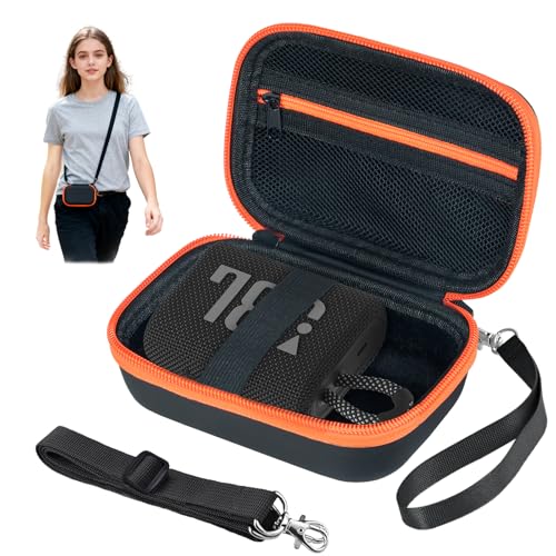 Portable Hard EVA Case for JBL Go 3, 3 Eco and Go 4, Waterproof & Shockproof Bluetooth Speaker Case with 63'' Adjustable Strap, Travel Carrying Cases for Outdoor, Camping or Beach - Black - color: Black