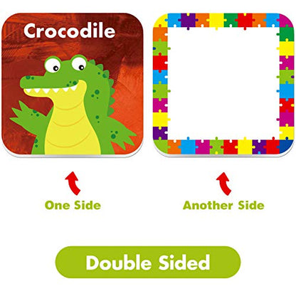 Hebayy 36 Pair Animals Matching Game Cartoon Flash Cards Erasable(72 PCs, Each Measures 2” X 2”) - style: Cartoon Animals 1