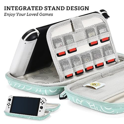 FUNLAB Switch 2 Carrying Case Compatible with Nintendo Switch 2/1/OLED, Portable Hard Shell Switch Carry Case with 10 Game Card Slots for Travel - White - color: Z-Cyan