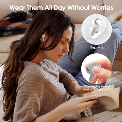 Wireless Earbuds, Bluetooth 5.4 Headphones HiFi Stereo, Bluetooth Earbuds with ENC Noise Cancelling Mic, IP7 Waterproof in Ear Earphones, 48H, LED Display Ear buds for Pad Workout Sports, Grey - color: Grey