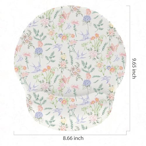 Ergonomic Mouse Pad with Wrist Support,Non-Slip Rubber Base for Computer Laptop & Mac,Lightweight Rest for Home,Office & Travel (Flowers Swallows) - color: Flowers Swallows