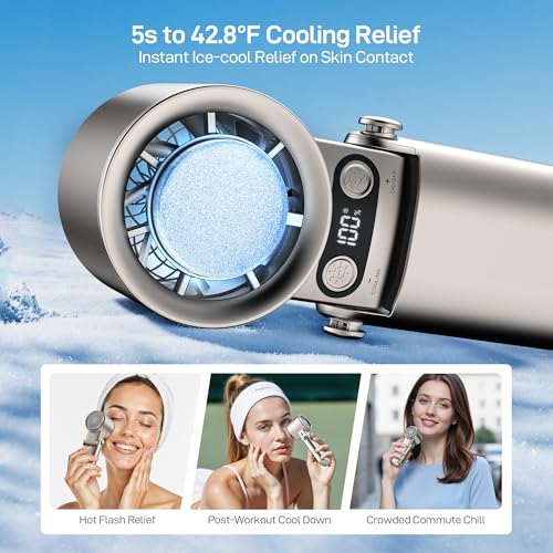 EPICKA Portable Handheld Fan with Ice Cooler - 25H Runtime, Rechargeable 6800mAh Personal Turbo Fan with Power Bank, Fast Charging, 0-100 Speed, Gifts for Women, Summer Travel Essentials, Gold - color: Gold