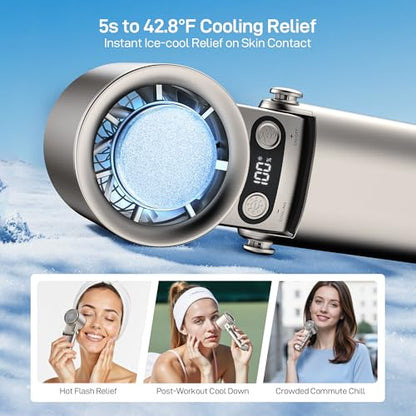 EPICKA Portable Handheld Fan with Ice Cooler - 25H Runtime, Rechargeable 6800mAh Personal Turbo Fan with Power Bank, Fast Charging, 0-100 Speed, Gifts for Women, Summer Travel Essentials, Gold - color: Gold