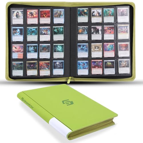 Snekdy premium 1024-pocket trading card binder, 16-pocket cards album, waterproof PU-leather Cover album with side loading, holds gaming, baseball, basketball & sports cards (Cyan) - color: Cyan