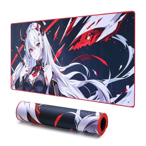 Redragon EISA P047L Anime Gaming Mouse Pad - Smooth Spandex Surface, Anti-Slip Rubber Base, Spill-Resistant, Durable 5mm Thick Design, 35 x 16 inches, Black - color: Black, size: 35.4L x 15.7W inches