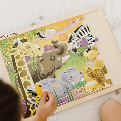 Melissa & Doug African Plains Safari Wooden Jigsaw Puzzle with Storage Tray (24 pcs) - style: African Plains Safari