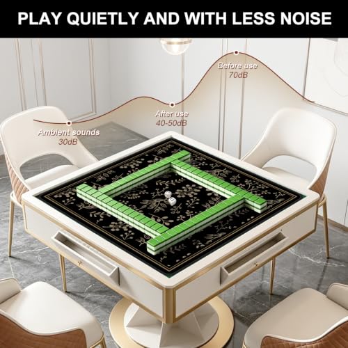 Mahjong Mat for Table, 31.5" x 31.5" Noise Reduction Non Slip Waterproof Mah Jong Table Mat with Carrying Bag, Suitable for Mahjong, Poker, Board Games, Dominoes, and Card Games - color: Golden Flowers