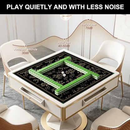 Mahjong Mat for Table, 31.5" x 31.5" Noise Reduction Non Slip Waterproof Mah Jong Table Mat with Carrying Bag, Suitable for Mahjong, Poker, Board Games, Dominoes, and Card Games - color: Golden Flowers