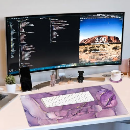 4-in-1 Gaming Mouse Pad Wrist Support Set，Desk Pad + Mouse Pad with Wrist Rest + Keyboard Wrist Rest + Coaster, Ergonomic Design for Home Office Study Game - Purple - color: 4 Pcs Purple