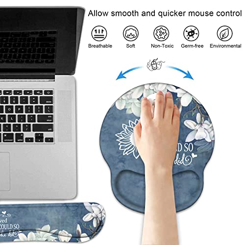 Keyboard Wrist Rest and Mouse Pad Wrist Support Set with Coasters, Inspirational Quote She Believed She Could So She Did Wrist Support Mouse Pad with Non-Slip PU Base for Computer Laptop Home Office