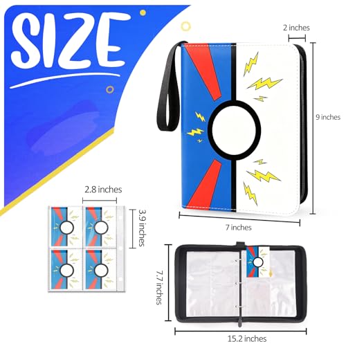 Collectible Trading Card Albums, 400 Card Holders with 50 Removable Sleeves, Portable 4 Pockets Collectible Trading Card Binder, PU Card Collection Binder for MTG, TCG, Sport Card, Game Cards - color: COBALT BLUE