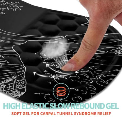 Ergonomic Mouse Pad Wrist Support with Memory Foam Massage Bulge, Carpal Tunnel Pain Relief Mousepad Wrist Rest for Mouse(12x8 inch,Sea Wave) - color: Kg001-sea Wave