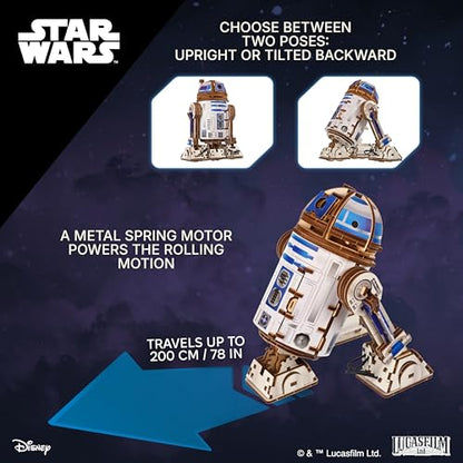 UGEARS Star Wars™ R2-D2™ 3D Wooden Puzzles for Adults - Wooden Model Kits for Adults, 3D Building Puzzle Set Adult Hobby Model Galaxy Puzzle Display Brain Puzzle Craft Kit Hobby Gift for Men and Women