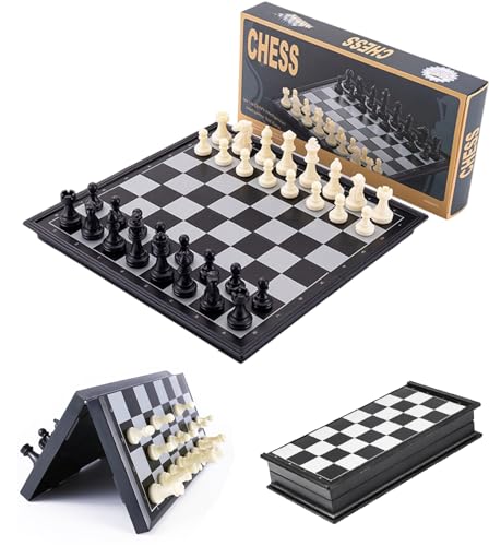 Chess Set Magnetic, Board Games, Portable Folding Travel Chess, 11.8 Inch | 2-Player Strategy, Family Games for Kids & Adults, Classic Educational Toys for Teens & Beginners, with Storage Box, Gifts - color: Black&white, style: Large / 11.8Inch
