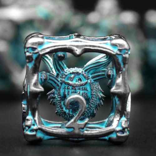 Beholder Dice Set DND, Dragon Eye Dice, ZHOORQI 7PC/Set Polyhedral Dices for Dungeons and Dragons, RPG, Eye Monster DND Gifts（Eye -Retro Blue） - color: Eye- Retro Blue