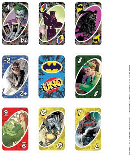 Mattel Games UNO Batman Card Game for Kids, Adults & Family with Collectible Deck & Special Rule Inspired by Batman Comics - style: UNO Batman