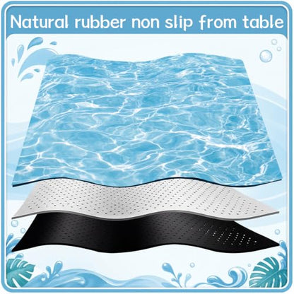 Drydiet Mahjong Mat for Table 31.5 x 31.5 Inch American Mahjong Mat with Carrying Bag, Non-Slip Noise Reduction Table Item for Family Poker Domino Board Game Night & Party Use(Pool Themed) - style: Pool Themed