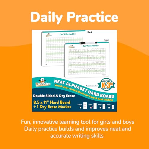 Channie’s Visual Dry Erase Neat Alphabet Hard Board for 1st, 2nd, 3rd Elementary School Students, Handwriting Practice, Homeschool Learning Supplies and Summer Teaching Workbooks - style: Neat Alphabet
