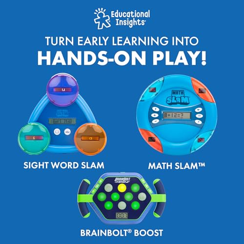 Educational Insights MathShark - Electronic Math Games for Kids Ages 6-8, Handheld Math Game, Addition and Subtraction Toys, Multiplication and Division Games for First Graders, Kids Learning Game