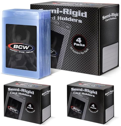 BCW Semi Rigid Card Holder #1 | 400 Pack | Semi Rigid Card Sleeves for Grading Submissions | Protective Holders for Sports & Trading Cards - size: 400 Pack