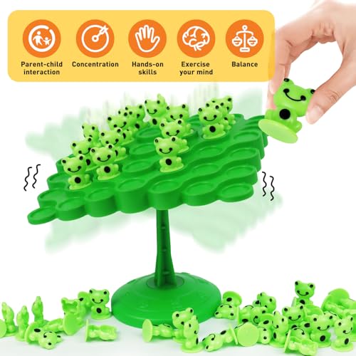 kykake Frog Balance Game Toys,Balance Game Tree Two-Player Parent-Child Interactive Family Tabletop Puzzle Montessori Toy,Frogs Board for Kids and Adults (Frog) - style: frog