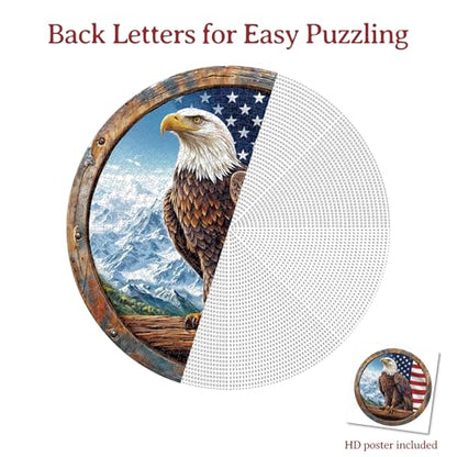 1000 Piece Puzzle for Adult, Bald Eagle Round Jigsaw Puzzle-26.6 in | Jigsaw Puzzle 1000 Pieces, Impossible Challenging Fun Puzzle for Adult, Unique Difficulty Jigsaw Puzzle for Birthday Gift - color: Bald Eagle