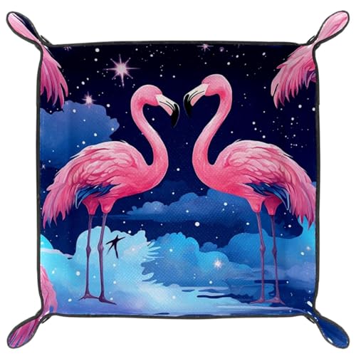 Galaxy Flamingos Dice Tray PU Leather Dice Rolling Tray Folding Dice Holder for Dice Games, Like RPG, DND and Other Table Games - color: Multi 5