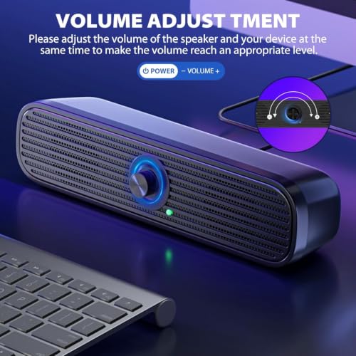 1Mii 3.5mm Computer Speakers for Desktop Laptop Tablet with Volume Control | USB Powered PC Speakers, Small External Speakers Wired, Stereo Sound with 3.5mm Audio Plug for Windows Mac Linux PC Monitor