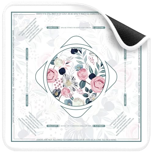 Deyimmei Mahjong Mat for Table - Non-Slip Mahjong Table Cover with Storage Pockets, Perfect Mahjong Accessories & Gifts for Women, Men, and Mahjong Enthusiasts (Floral Elegance)