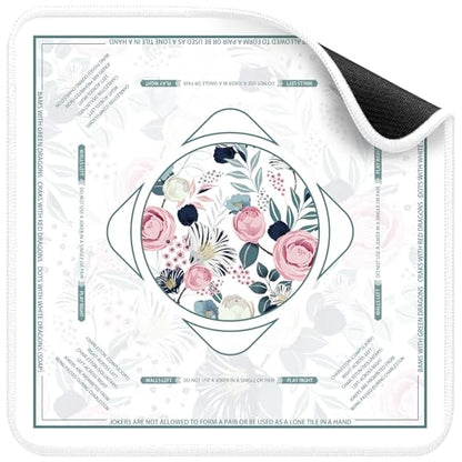 Deyimmei Mahjong Mat for Table - Non-Slip Mahjong Table Cover with Storage Pockets, Perfect Mahjong Accessories & Gifts for Women, Men, and Mahjong Enthusiasts (Floral Elegance)