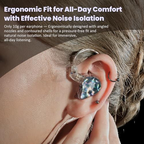 Hidizs MS1 Galaxy IEM Gaming Earphones - Dual Magnetic Engine for Immersive Gaming Sound Wired Earbuds/Inline Mic/Detachable 2-Pin Cable, 3.5mm Plug - color: Blue, size: No Mic