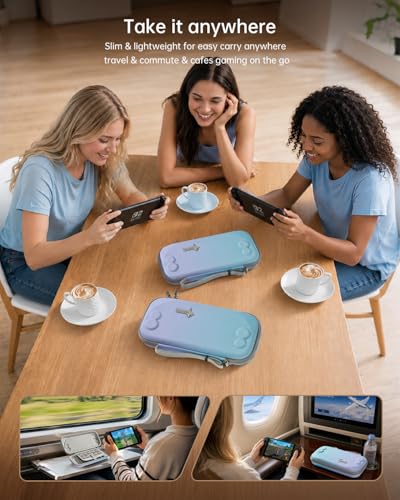 UYIYE Carrying Case for Nintendo Switch 2 2025, 7.9 Inch Hard Shell Protective Travel Case, Shockproof Portable Storage Bag with 9 Game Card Slots, Soft Plush Lining & Console Lift Strap,Blue&Purple - color: NS2-Blue Purple