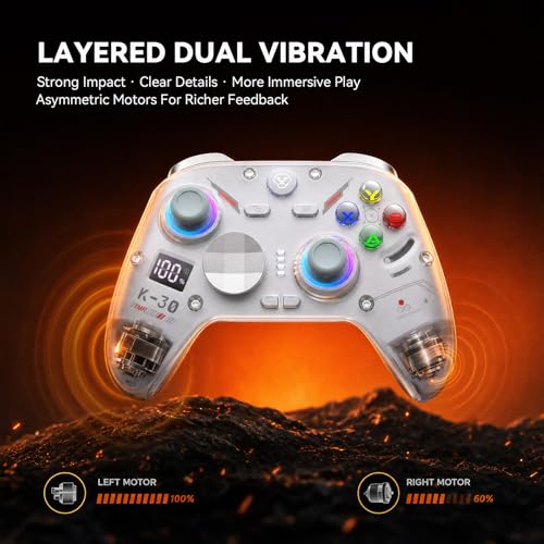 Aolion Gaming K30 TMR Wireless Gaming Controller for Switch 2/Switch/PC/iOS/Android, Zero Drift Joysticks, 1000Hz Polling Rate, Hall Effect Triggers, Swappable ABXY Buttons, RGB Lighting, Programmable Back Buttons - color: White
