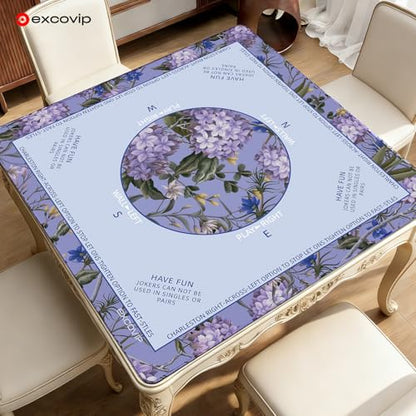 excovip Purple Mahjong Mat for Table 32.5"x32.5" with Black Carrying Bag, Mahjong Table Cloth with Rules,Noise Reduction Anti-Slip Game mat for Mahjong/Poker/Board Games/Card Games/Dominoes - color: 32.5x32.5inch-purple