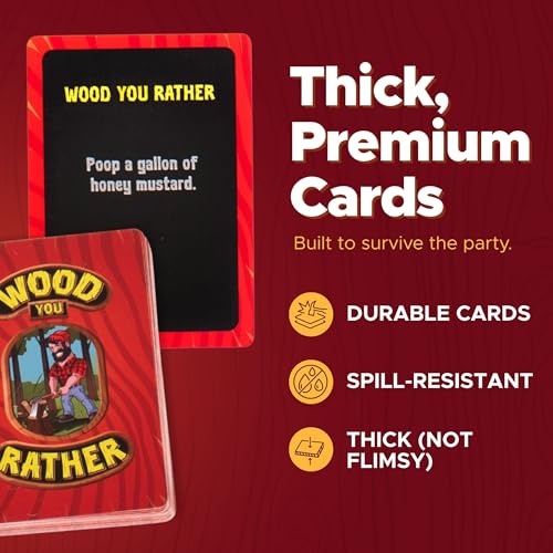 Wood You Rather? Adult Party Games for Game Night - Funny Card Games for Adults Ages 17-30 - 200 Outrageous Questions for Groups, Pregames & Simple Rules - Premium Quality Edition