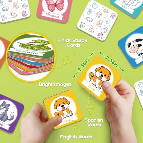 Edulok Memory Card Game, Toddler Match Game, Learn Spanish for Kids, Bilingual Flash Cards, Learning Toys for 4 Year Old, Preschool Learning Activities, Homeschool Supplies, Kindergarten Toys - style: Animal